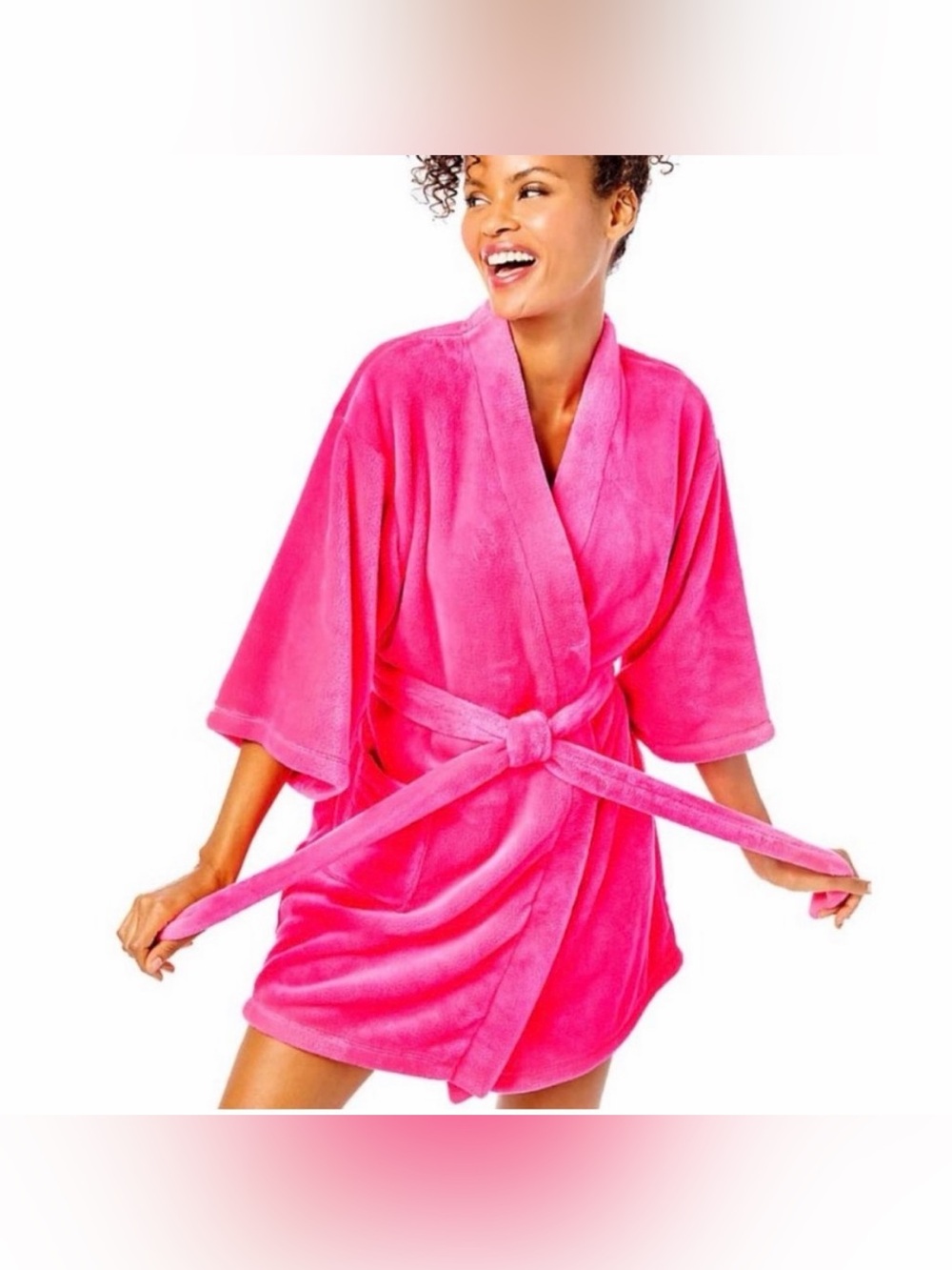 HTF Nwot Lilly pulitzer Elaine knit hot pink robe sz L/XL